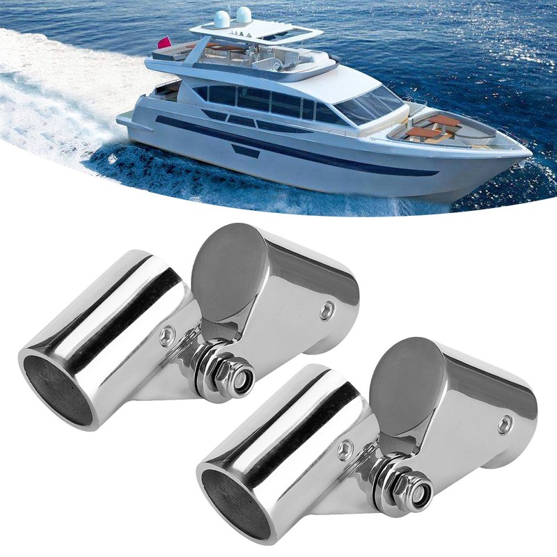 2Pcs Stainless Steel Folding Rotatable Connector Marine Boat Rail Tube