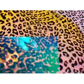 30 Gauge Hologram Transparent Leopard Print Blue Plastic Vinyl Fabric 54" Wide Sold by The Yard
