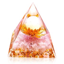Vbxvsa Crystal Pyramid Rose Quartz Healing Crystals Orgone Pyramid Gemstones Tower Spiritual Gifts for Women Resin Desktop Decoration