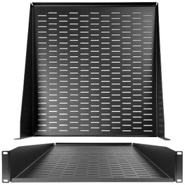AxcessAbles 2U Vented Cantilever Rack Tray for 19 Inch Equipment Rack Cabinets. 18 Inches Deep Shelf with Lips. 50lb Capacity