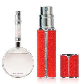 muilsae AF01RD Leather Perfume atomiser, 5ml Bottom Fill Travel Perfume Bottle, Refillable Perfume Dispenser for Women & Men (Red 5ml)