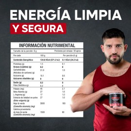 Firenox Red Punch 180 g  Pre-entreno en polvo natural, 30 servicios, con beta-alanina y aminocidos, sabor ponche, para aumentar energa y enfoque...   