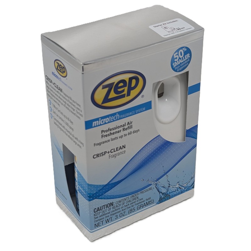 Zep MicroTech Air Freshener Dispenser Kit - Crisp+Clean Fragrance, Compact