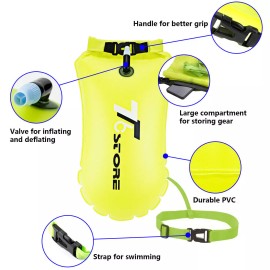 T6 2 Color Swim Buoy 15L Capacity Storage Safety Bag for Kayaking & Swimming