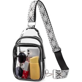 CXJYSD Riñonera Transparente,Impermeable,Manos Libres, Cartera Para Mujer,Ideal Para Deportes Al Aire Libre, Viajes Y Conciertos. (Transparente-Negro-