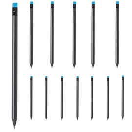 Pack of 10 Matte Black Wooden Pencils with Coloured Eraser Hardness HB Pre-Sharpened, 19 cm Length Economy Pack Sustainable in 8 Colours Matching Your House Colour (Turquoise)