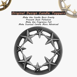 Hion Candle Toppers Scented Candles Cover, Leaf Pine Candle Topper Shade Sleeves for Candle Jars,Candles Gifts for Women Candle Accessories Jar Candle Lid-Help Jar Candles Melt Evenly(Star Silver)