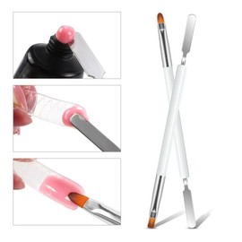 Nagelbürsten, 2 Stück Nail Art Bürsten, Dual-Ended Polygel Brush & Picker Werkzeug, Magic Extender Gel Werkzeug für UV/LED Nail Art, Acryl Nägel Erweiterung, Erweiterungen Builder,Weib