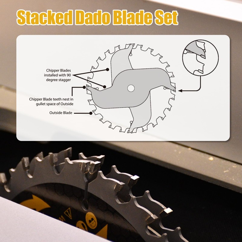 ANGELSWORD 8" Stacking Dado Blade Set for Fine Finished Dados,