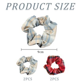 4 Pieces Of Checked Hair Rings, Retro Hair Rings, Simple Hair Rings, Hairstyle Accessories, Fabric Hair Rings, Elastic Hair Rings