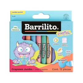 Barrilito Crayones JUMBO Pastel, 12 colores. 12JP