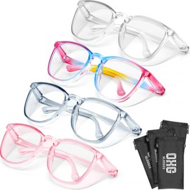 OXG 4 Pack Safety Glasses Goggles for Women, Anti Fog Safety Glasses Scratch-Resistant Protective Eyewear for Nurses