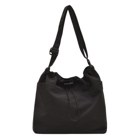 Harzio Women's Drawstring Bag, Shoulder Bag, Drawstring Bag, Shoulder Bag, Mini Bag, Pochette, Pouch, Shoulder Hanging, Cross-body, Fashionable, Cute, Bag, Simple, Casual, Plain, Popular (Black)