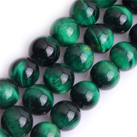 GEM-Inside 12mm Green Blue Tiger Eye Gemstone Loose Beads Dyed Color Round Crystal Energy Stone Power for Jewelry Making 15"
