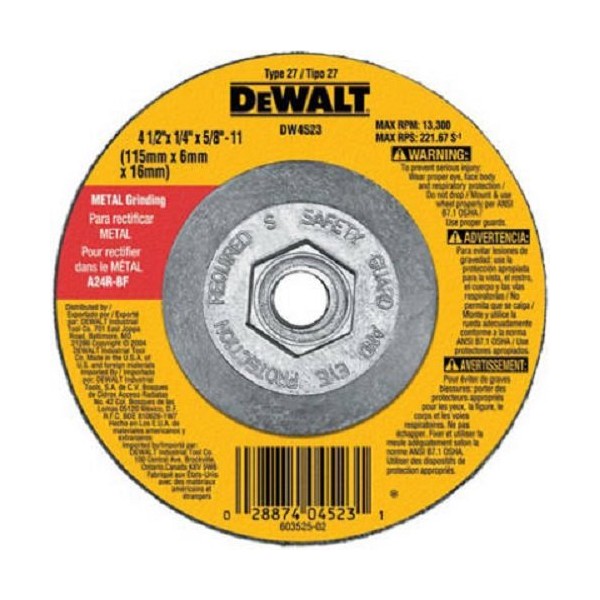 (35) ea DeWalt DW4523 4-1/2" x 1/4" x 5/8"-11 Metal