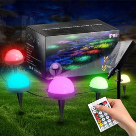 Solar Lights Outdoor Garden, 25pcs RGB Color Changing Lights with Remote Control, 8 Scene Modes 16 H Working, Solar Ground Lights IP65 Waterproof for Pathway, Lawn Yard, Outdoor Garden Decorations