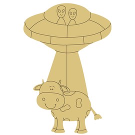 Alien Design by Lines Cutout Unfinished Wood Kids Room Coloring Book Door Hanger MDF Shape Canvas Style 4 Art 1 (6")