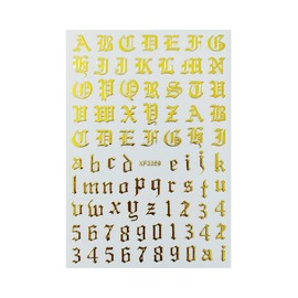 Art Latin Letter Nail Sticker Old English Letter Number Nail Decals Gold Nail Wraps Stickers Manicure Supplies for Women Nails Full Long Lasting Easy Apply and Remove