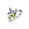Silver-Tone Toe Ring Butterfly CZ