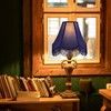 GO&SO Blue Silk Bell Lamp Shades Petal Edge Braid with