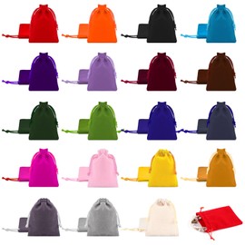 WEFHEF Pack of 38 Small Velvet Bags Jewellery Velvet Bags with Drawstring 7 x 9 cm Mini Jewellery Bag Velvet Jewellery Bag Fabric Gift Bag Fabric Bag Jewellery Rings Wedding Almonds