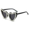 YAMEIZE 70s Trendy Rhinestone Heart Sunglasses - for Women Men