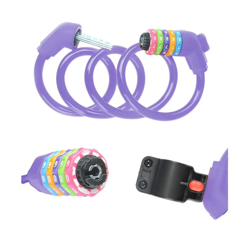 ZHEGE Bicycle Key, Dial Type Wire Lock, 5-Digit, Length 1200mm,