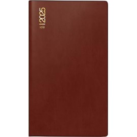 rido/idé Pocket Diary Model TM 17/contacter (2025), 2 Pages = 1 Week, A6 Landscape, 128 Pages, Plastic Cover, Bordeaux