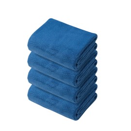 CBJAPAN Carari Plus Face Towel, 3.3x Water Absorbency Microfiber, Blue, Set of 4, Quick Dry (Absorbs Water in the Fiber Gaps), Marshmallow Texture, Fluffy, 11.8 x 31.5 inches (30 x 80 cm)