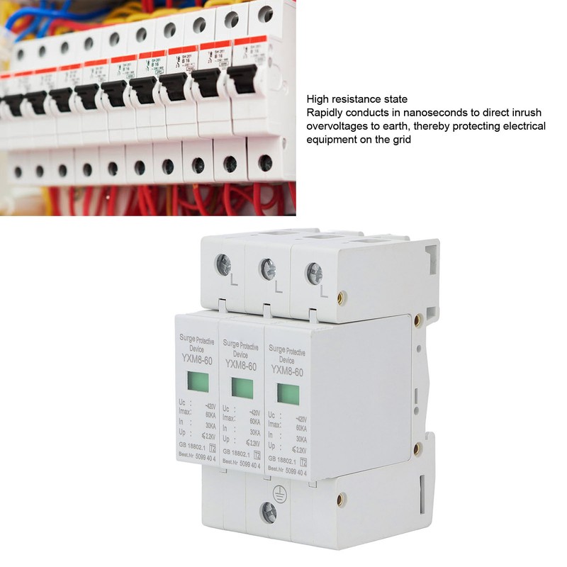 3P Surge Protective Device Flame Retardant PC Material Voltage Protection