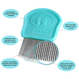 LiceLogic Lice and Nit Eliminator Comb - Effective Against Super Lice, Professional Grade, Stainless Steel Teeth, No-Slip Grip Handle, Durable, Reusable