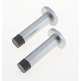 Door Stop Stopper Projection Wall Door or Skirting Mounted Satin Chrome Pack of 2
