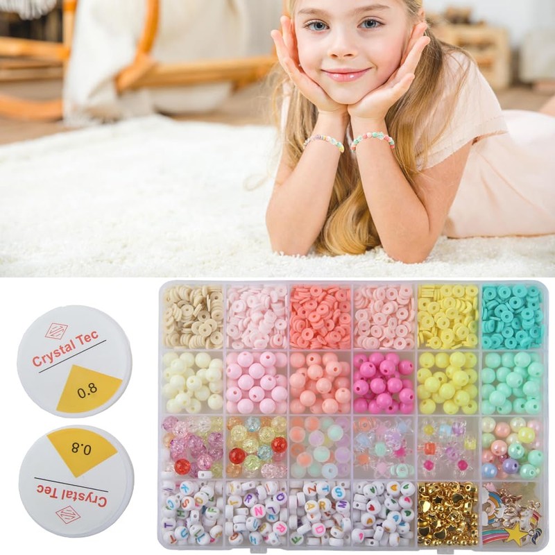 Beads for Bracelets, 1297 Pieces Heishi Beads Set, Make Your