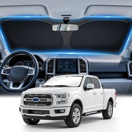 JUSTTOP Parasol para Parabrisas para Ford F150 2015-2025 Accesorios | Visor de Sol para Parabrisas Delantero y Cobertura de Parasol para Ventana | Parasol Actualizado de 300T Reflectivo de Calor y UV