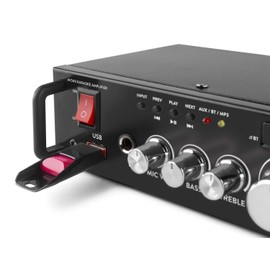 MAX AV340 Bluetooth Karaoke Amplifier with Multimedia Player - Powerful HiFi Stereo Speaker Amp for Audio, Music, and Singing Sessions, Versatile Home Audio Amplifier System, HiFi Amplifier