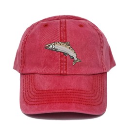 Gift for anyone, Salmon embroidered cap hat (available in many colors), nautical theme cap hat, fishing cap, fisher hat (RED)