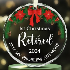 NewEleven Retirement Ornament, Funny Retirement Gift for Woman, Retirement Gifts for Women Mom Nurses Teacher Coworker Friends, Christmas Tree Decorations, First Retirement Christmas Ornament 2024