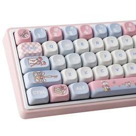 TYRIXKI PBT Keycaps 134 Keys MOA Profile Cute Keycaps Dye-Sublimation Alice Bunny Keycap Set Custom Keycap for Cherry Gateron MX Swithes Mechanical Keyboards