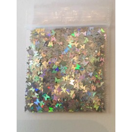 Baby Emma 2007 Solvent Resistant BUTTERFLY shape Glitter (Silver) Nail Art Face Crafts 1tsp US