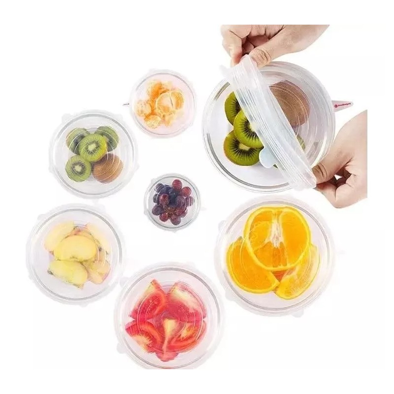 Eurotruck Mexico Tapas Elasticas Silicona Reutilizables Ajustable 6 Pz Comida