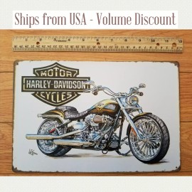 Chrome Harley Sign Chrome Harley Davidson Metal Sign Chrome Motorcycle Sign Art