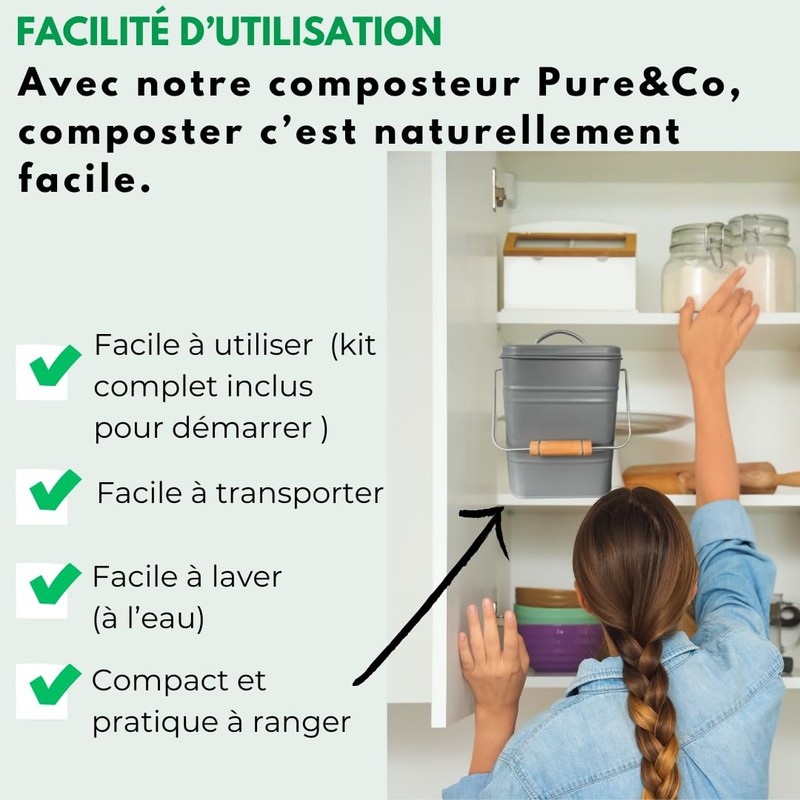 Komposter für die Küche, 3 l, Design – Kompostbehälter für