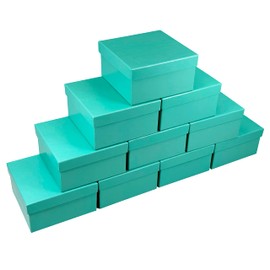 N N’icePackaging – 10 Qty - Aqua Blue Cotton Filled Gift Boxes - Size 3 1/2" x 3 1/2" x 1 7/8" - USA Made - Holidays/Birthdays/Sales/Storage/Display/Travel