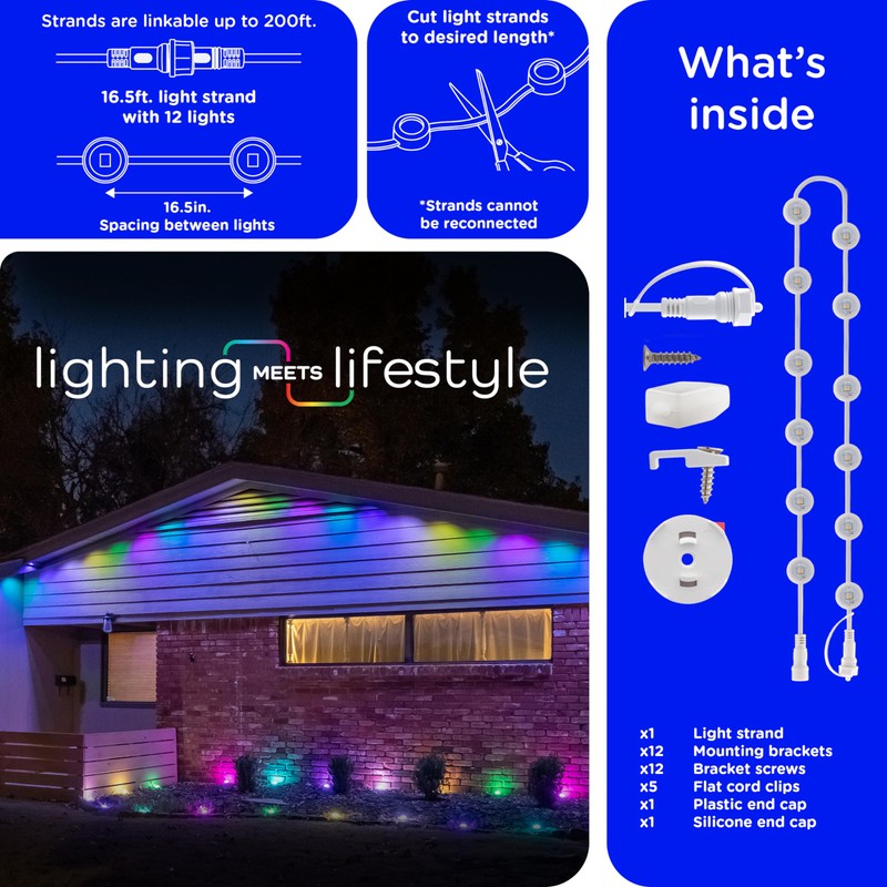 Enbrighten Vibe Eternity Permanent Outdoor Lights Extension Only, 16.5ft with