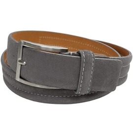 Men's Golf Genuine Suede Casual Dress Leather Belt 1-3/8" (35mm) Wide (Gray, 38)