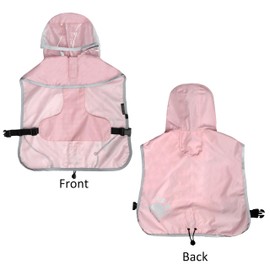MAMORE Dog Raincoat Hooded Poncho,Waterproof Dog Rain Coat with Reflective Strip, Adjustable Lightweight Dog Rain Jacket with Double Layer for Large Medium Small Dogs (Pink, Small)