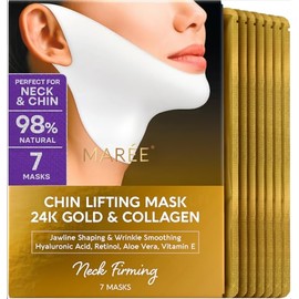 MAREE Mascarilla reafirmante V Line con oro de 24 quilates – Mascarilla facial de colágeno profundo para mujeres – Mascarilla moldeadora de mandíbula con retinol y ácido hialurónico – Reafirmante y te