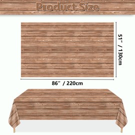 PTECDROTS 4 Pack Light Brown Grain Wooden Tablecloth Rectangular Table Decoration for BBQ Party Decorations 130x220cm