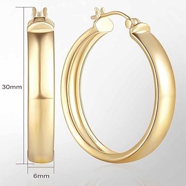 14K Gold Hoop Earrings for Women Big Gold Earrings Square-edge Jewelry Timeless Hypoallergenic Hoop Earrings Women