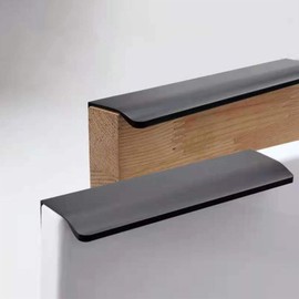 S-H KINHARD 2 Pcs Concealed Handle Pulls Drawer Curved Handle Pull, 120 mm/ 4.72 in Black Finger Edge Pull, Invisible Pull Handles Can be Used in Kitchens, Cabinets, Drawers, Wardrobes